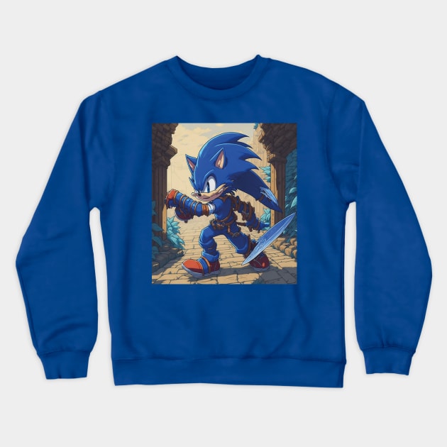 Sonic blue hedgehog Crewneck Sweatshirt by mouhamed22